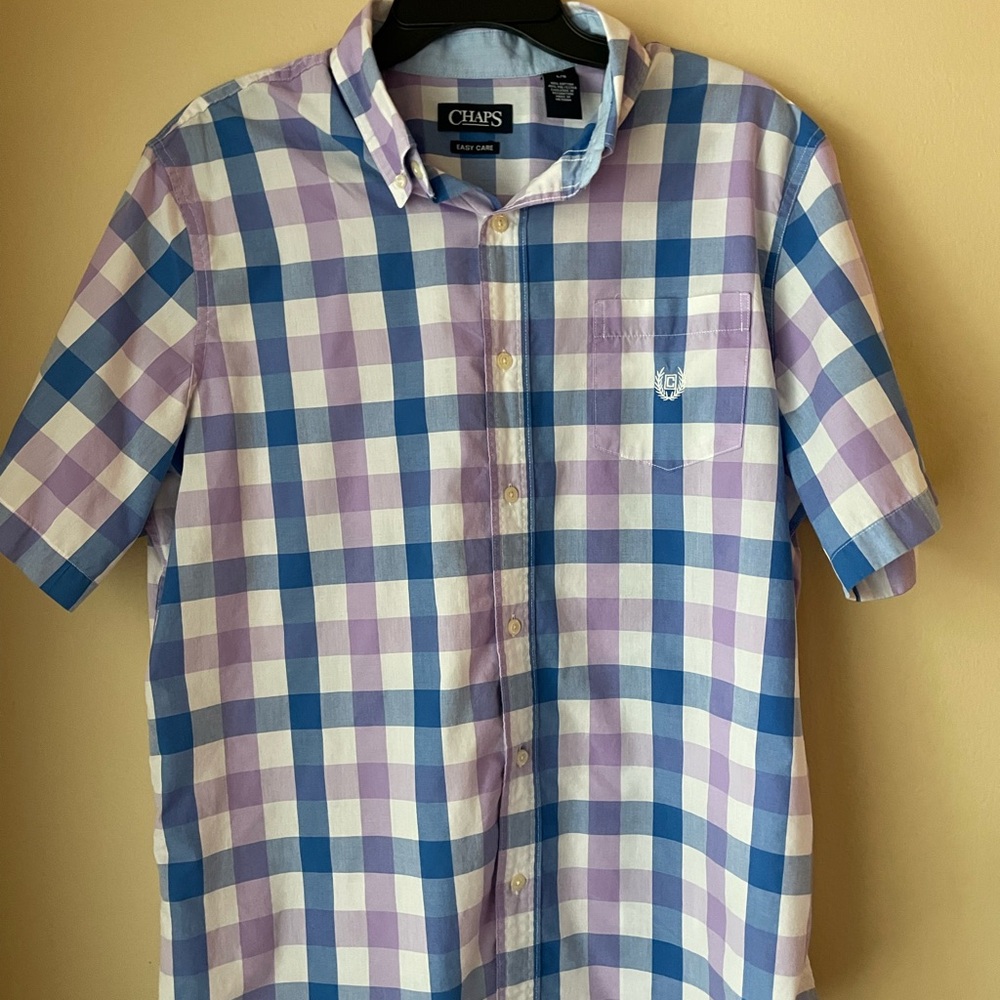 Chaps Casual Blue and Purple Plaid Shirt
